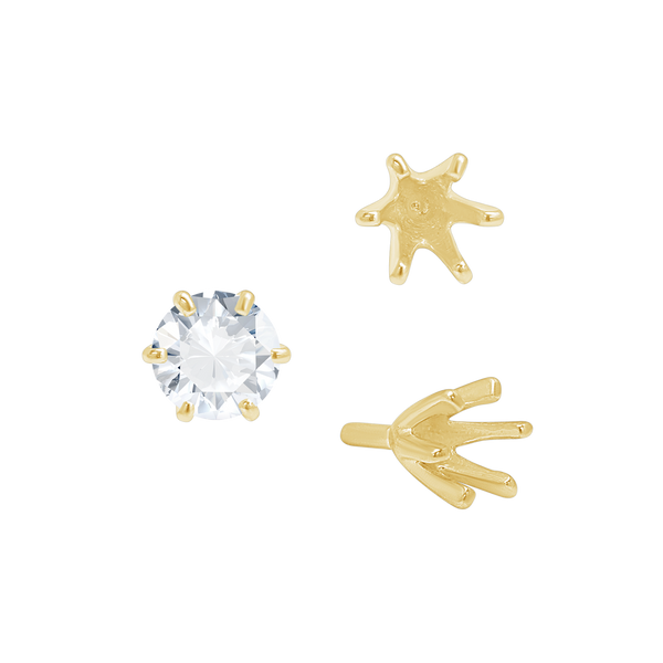 ITI NYC Six Prong Round High Tiffany Settings With Peg in 14K Gold (Casting) (3.50 mm - 11.00 mm)
