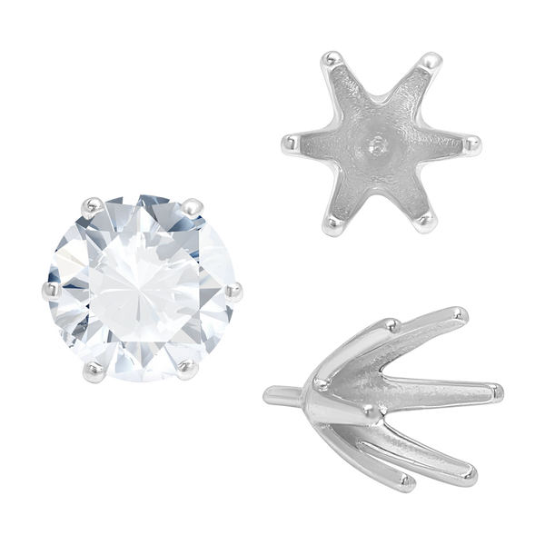 ITI NYC Six Prong Round High Tiffany Settings With Peg in 14K Gold (Casting) (3.50 mm - 11.00 mm)