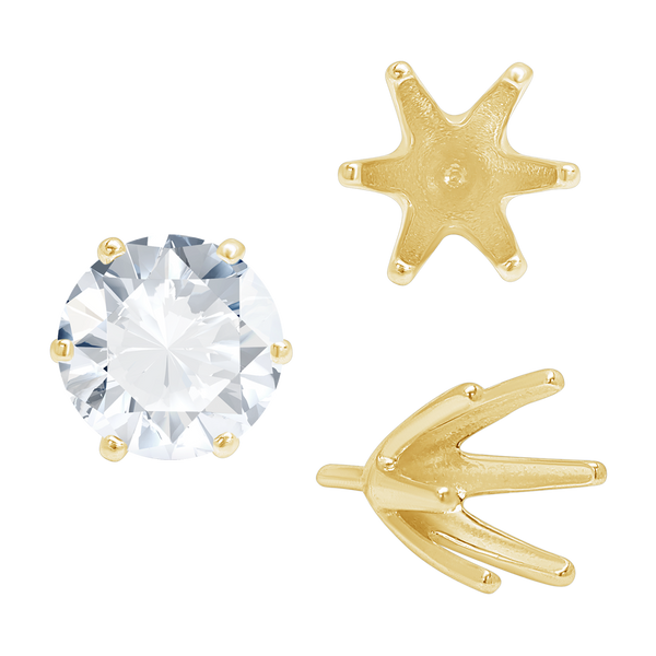ITI NYC Six Prong Round High Tiffany Settings With Peg in 14K Gold (Casting) (3.50 mm - 11.00 mm)