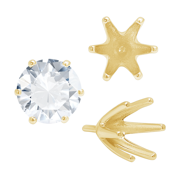 ITI NYC Six Prong Round High Tiffany Settings With Peg in 14K Gold (Casting) (3.50 mm - 11.00 mm)