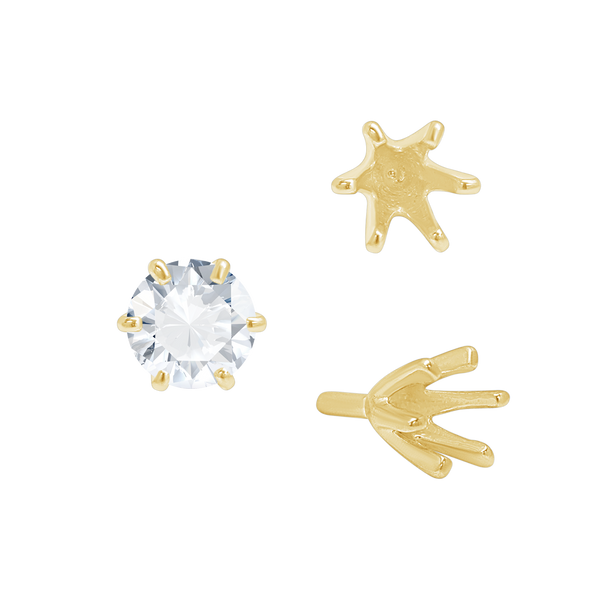 ITI NYC Six Prong Round High Tiffany Settings With Peg in 14K Gold (Casting) (3.50 mm - 11.00 mm)