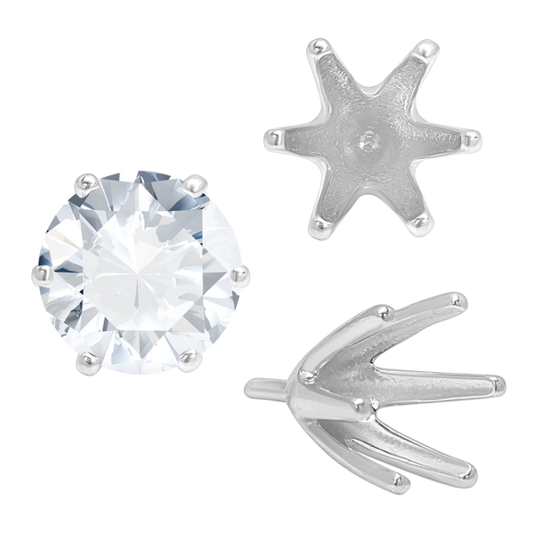 ITI NYC Six Prong Round High Tiffany Settings With Peg in Sterling Silver (Casting) (3.25 mm - 9.75 mm)