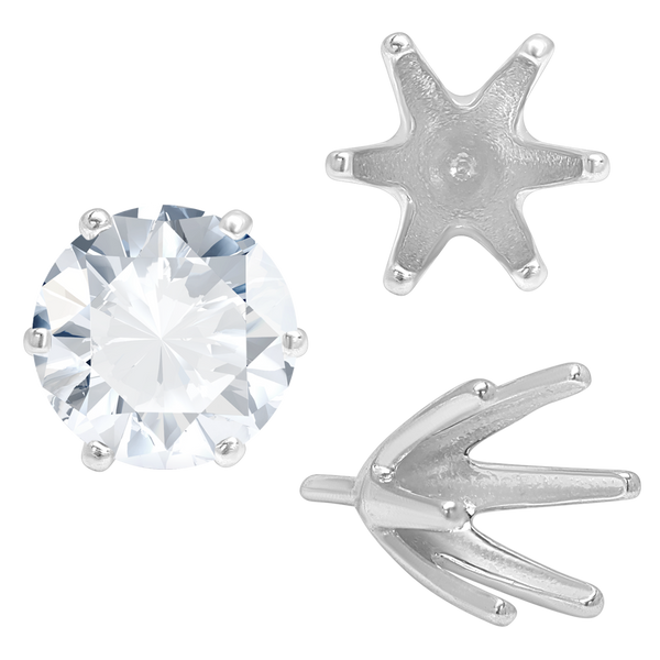 ITI NYC Six Prong Round High Tiffany Settings With Peg in 14K Gold (Casting) (3.50 mm - 11.00 mm)