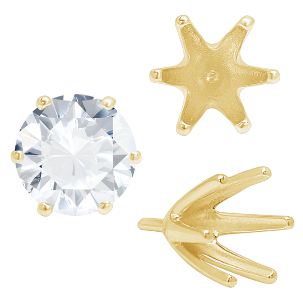 ITI NYC Six Prong Round High Tiffany Settings With Peg in 14K Gold (Casting) (3.50 mm - 11.00 mm)