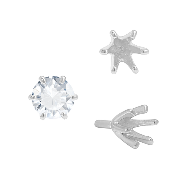 ITI NYC Six Prong Round High Tiffany Settings With Peg in 14K Gold (Casting) (3.50 mm - 11.00 mm)