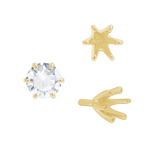 ITI NYC Six Prong Round High Tiffany Settings With Peg in 14K Gold (Casting) (3.50 mm - 11.00 mm)