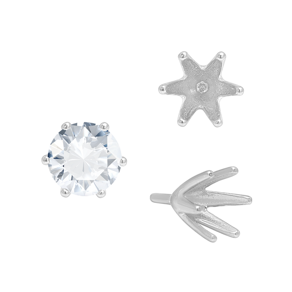 ITI NYC Six Prong Round High Tiffany Settings With Peg in 18K Gold (Casting) (3.50 mm - 11.00 mm)