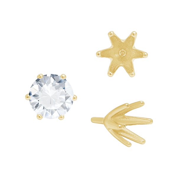 ITI NYC Six Prong Round High Tiffany Settings With Peg in 14K Gold (Casting) (3.50 mm - 11.00 mm)