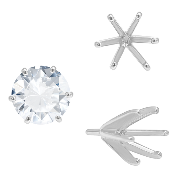 ITI NYC Six Prong Round Heavy High Tiffany Settings With Peg in Sterling Silver (Casting) (3.25 mm - 9.25 mm)