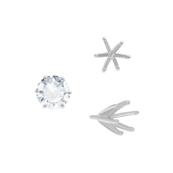 ITI NYC Six Prong Round Heavy High Tiffany Settings With Peg in Sterling Silver (Casting) (3.25 mm - 9.25 mm)