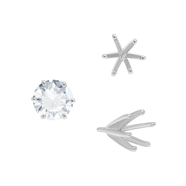 ITI NYC Six Prong Round Heavy High Tiffany Settings With Peg in Sterling Silver (Casting) (3.25 mm - 9.25 mm)