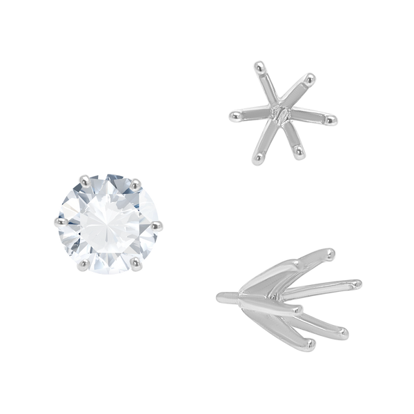 ITI NYC Six Prong Round Heavy High Tiffany Settings With Peg in Sterling Silver (Casting) (3.25 mm - 9.25 mm)