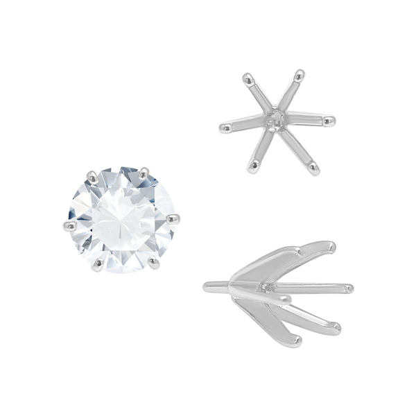 ITI NYC Six Prong Round Heavy High Tiffany Settings With Peg in Sterling Silver (Casting) (3.25 mm - 9.25 mm)
