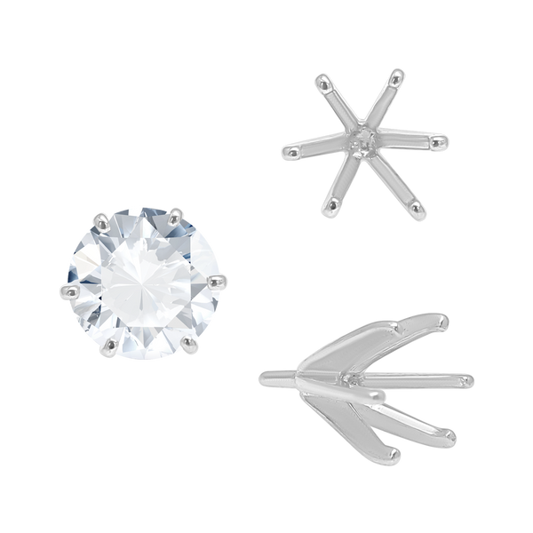 ITI NYC Six Prong Round Heavy High Tiffany Settings With Peg in Sterling Silver (Casting) (3.25 mm - 9.25 mm)