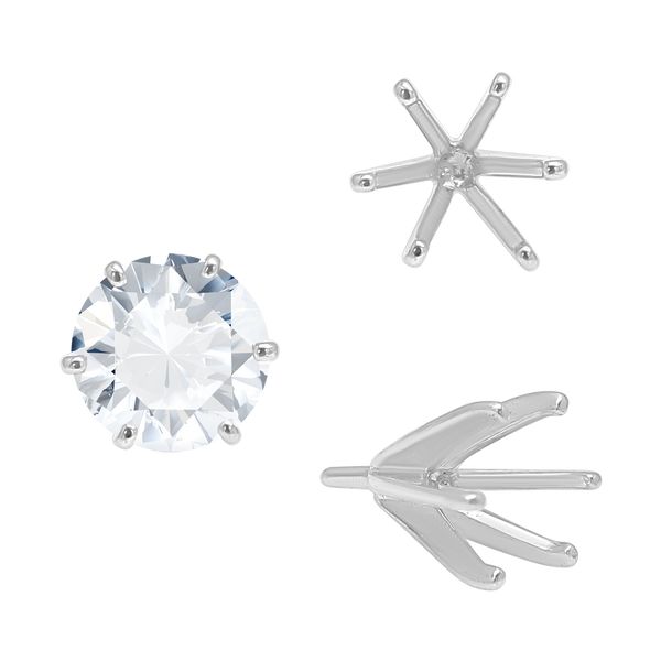 ITI NYC Six Prong Round Heavy High Tiffany Settings With Peg in Sterling Silver (Casting) (3.25 mm - 9.25 mm)
