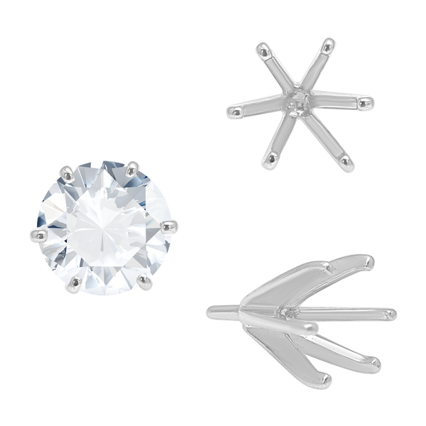 ITI NYC Six Prong Round Heavy High Tiffany Settings With Peg in Sterling Silver (Casting) (3.25 mm - 9.25 mm)