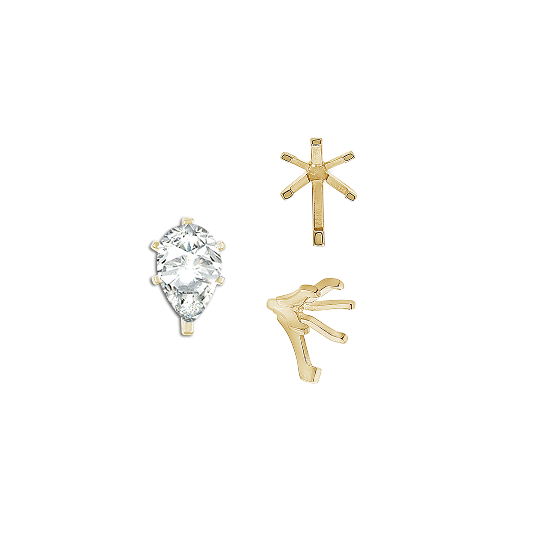 ITI NYC Six Prong Pear Shape Tiffany Settings With Peg in 14K Gold (3.00 x 1.75 mm - 15.00 x 9.00 mm)