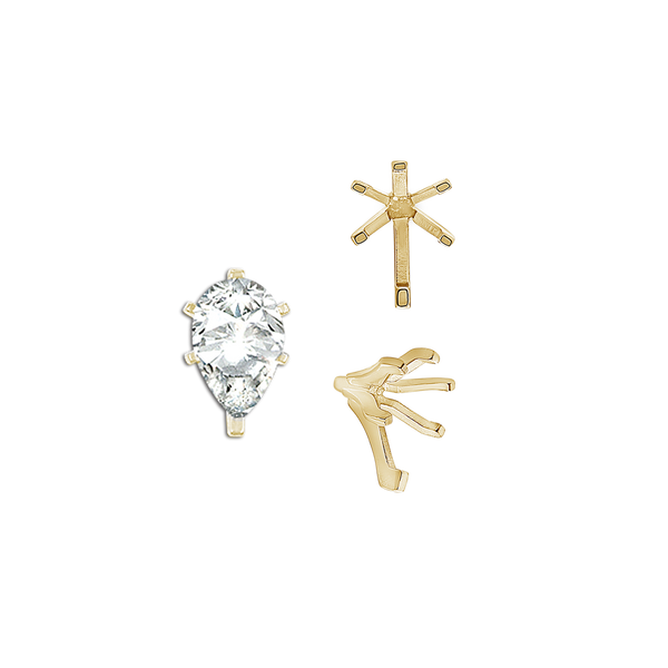 ITI NYC Six Prong Pear Shape Tiffany Settings With Peg in 14K Gold (3.00 x 1.75 mm - 15.00 x 9.00 mm)