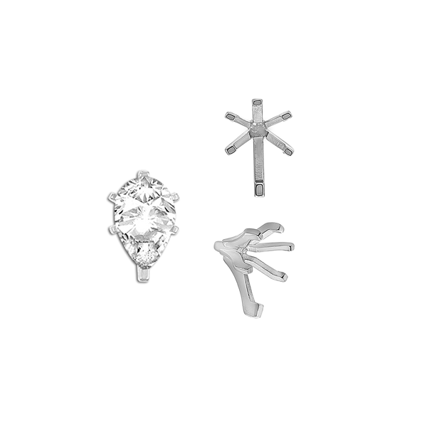 ITI NYC Six Prong Pear Shape Tiffany Settings With Peg in Sterling Silver (3.00 x 1.75 mm - 15.00 x 9.00 mm)