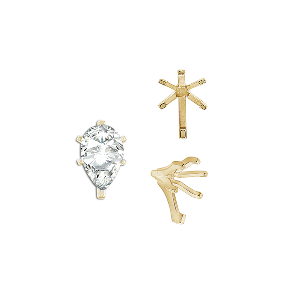 ITI NYC Six Prong Pear Shape Tiffany Settings With Peg in 14K Gold (3.00 x 1.75 mm - 15.00 x 9.00 mm)