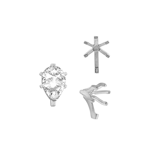 ITI NYC Six Prong Pear Shape Tiffany Settings With Peg in Sterling Silver (4.50 x 2.75 mm - 15.00 x 9.00 mm)