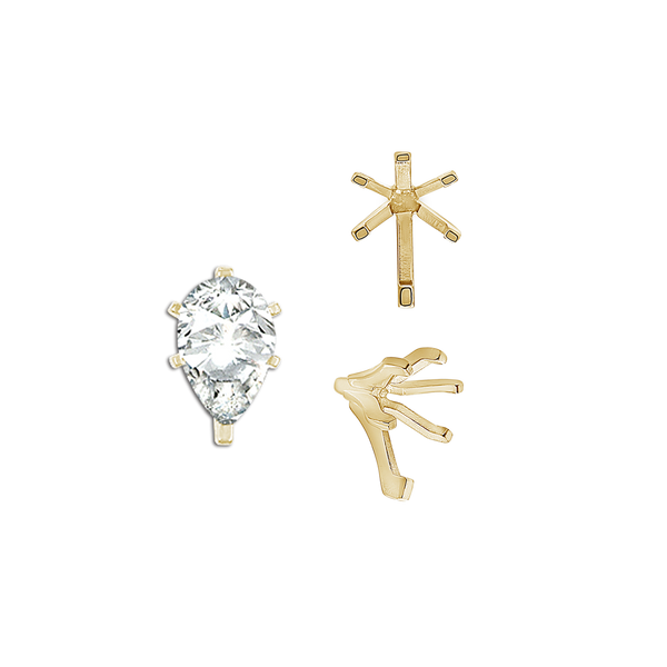 ITI NYC Six Prong Pear Shape Tiffany Settings With Peg in 18K Gold (4.25 x 2.50 mm - 9.75 x 6.50 mm)
