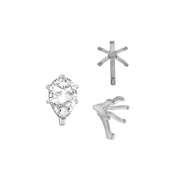 ITI NYC Six Prong Pear Shape Tiffany Settings With Peg in Sterling Silver (4.50 x 2.75 mm - 15.00 x 9.00 mm)
