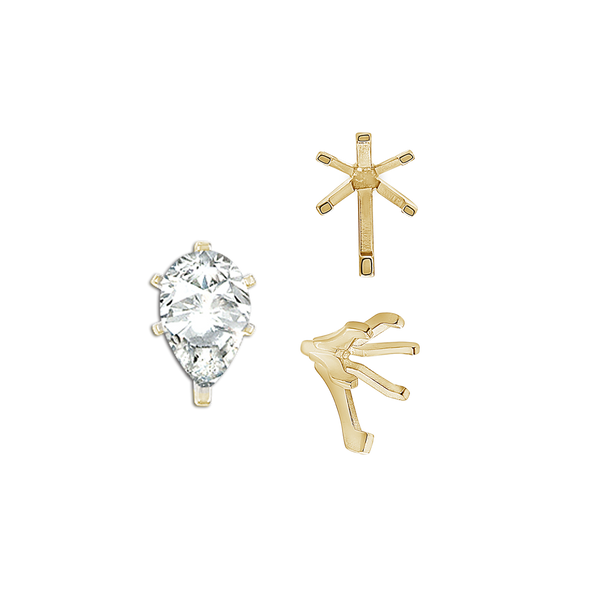 ITI NYC Six Prong Pear Shape Tiffany Settings With Peg in 18K Gold (4.25 x 2.50 mm - 9.75 x 6.50 mm)