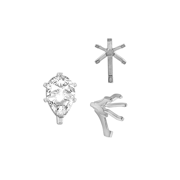 ITI NYC Six Prong Pear Shape Tiffany Settings With Peg in Sterling Silver (4.50 x 2.75 mm - 15.00 x 9.00 mm)