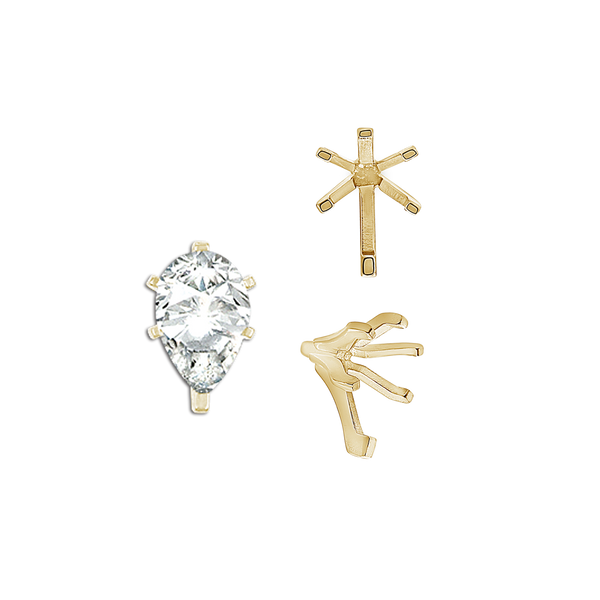ITI NYC Six Prong Pear Shape Tiffany Settings With Peg in 18K Gold (4.25 x 2.50 mm - 9.75 x 6.50 mm)
