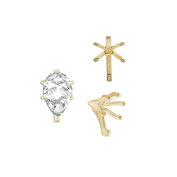 ITI NYC Six Prong Pear Shape Tiffany Settings With Peg in 18K Gold (4.25 x 2.50 mm - 9.75 x 6.50 mm)
