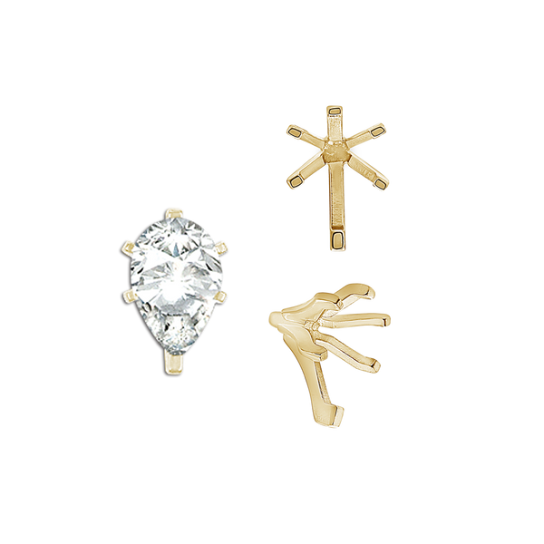 ITI NYC Six Prong Pear Shape Tiffany Settings With Peg in 14K Gold (4.50 x 2.75 mm - 15.00 x 9.00 mm)