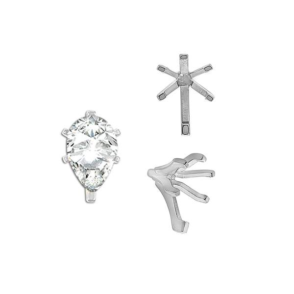 ITI NYC Six Prong Pear Shape Tiffany Settings With Peg in Sterling Silver (4.50 x 2.75 mm - 15.00 x 9.00 mm)