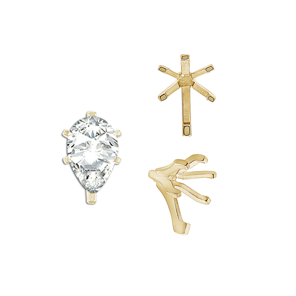ITI NYC Six Prong Pear Shape Tiffany Settings With Peg in 14K Gold (4.50 x 2.75 mm - 15.00 x 9.00 mm)