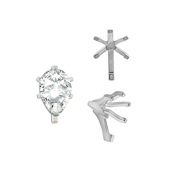 ITI NYC Six Prong Pear Shape Tiffany Settings With Peg in Sterling Silver (4.50 x 2.75 mm - 15.00 x 9.00 mm)