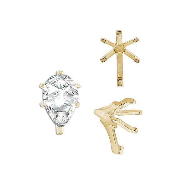 ITI NYC Six Prong Pear Shape Tiffany Settings With Peg in 14K Gold (4.50 x 2.75 mm - 15.00 x 9.00 mm)