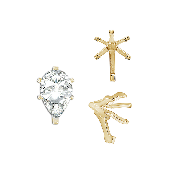 ITI NYC Six Prong Pear Shape Tiffany Settings With Peg in 18K Gold (4.25 x 2.50 mm - 9.75 x 6.50 mm)