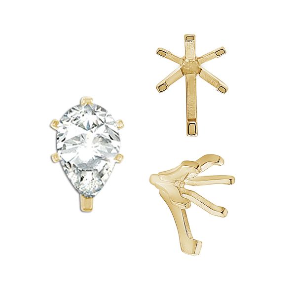 ITI NYC Six Prong Pear Shape Tiffany Settings With Peg in 18K Gold (4.25 x 2.50 mm - 9.75 x 6.50 mm)