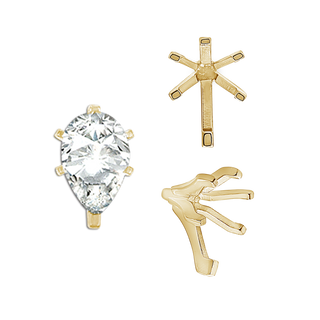 ITI NYC Six Prong Pear Shape Tiffany Settings With Peg in 18K Gold (4.25 x 2.50 mm - 9.75 x 6.50 mm)