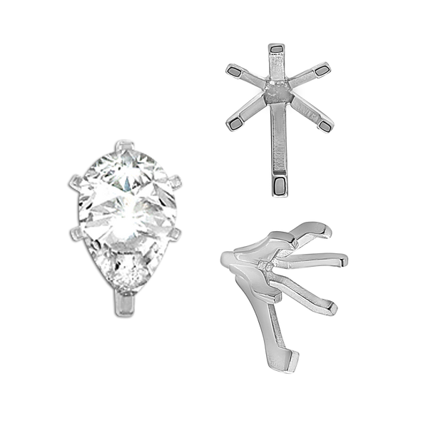 ITI NYC Six Prong Pear Shape Tiffany Settings With Peg in Sterling Silver (4.50 x 2.75 mm - 15.00 x 9.00 mm)
