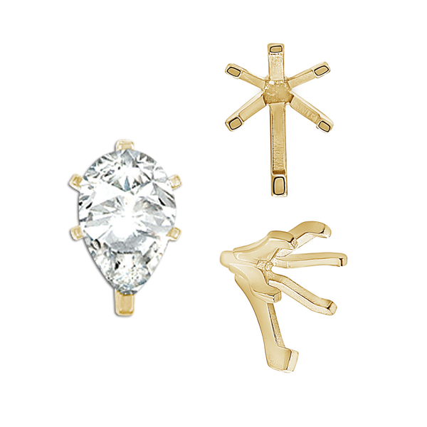 ITI NYC Six Prong Pear Shape Tiffany Settings With Peg in 14K Gold (4.50 x 2.75 mm - 15.00 x 9.00 mm)