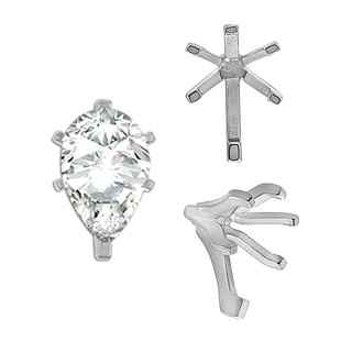 ITI NYC Six Prong Pear Shape Tiffany Settings With Peg in Sterling Silver (4.50 x 2.75 mm - 15.00 x 9.00 mm)