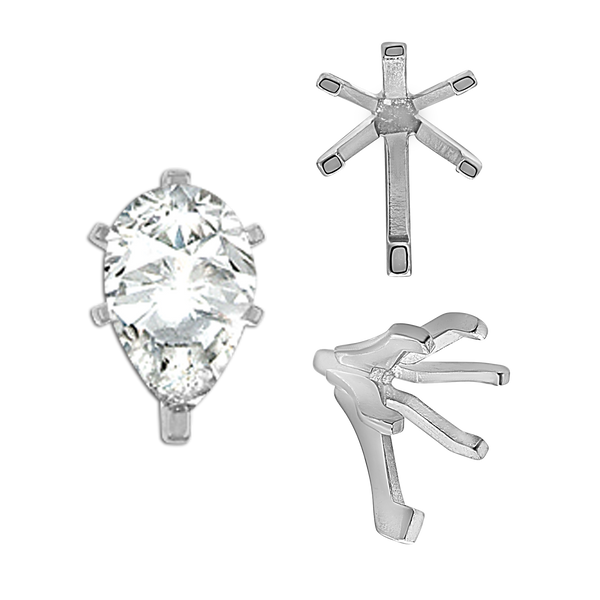 ITI NYC Six Prong Pear Shape Tiffany Settings With Peg in Sterling Silver (4.50 x 2.75 mm - 15.00 x 9.00 mm)