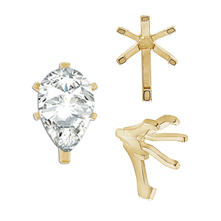 ITI NYC Six Prong Pear Shape Tiffany Settings With Peg in 14K Gold (4.50 x 2.75 mm - 15.00 x 9.00 mm)
