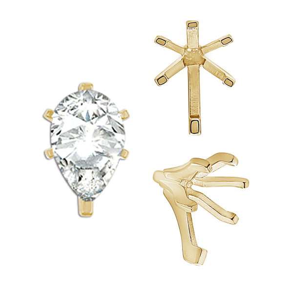 ITI NYC Six Prong Pear Shape Tiffany Settings With Peg in 14K Gold (4.50 x 2.75 mm - 15.00 x 9.00 mm)
