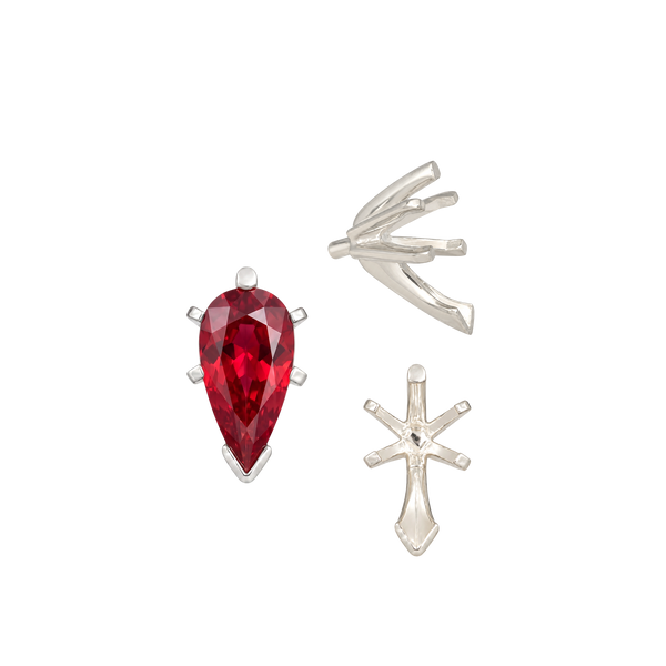 ITI NYC V-End Pear Shape Tiffany Settings With Peg in Sterling Silver (5.50 x 3.50 mm - 10.50 x 6.50 mm)