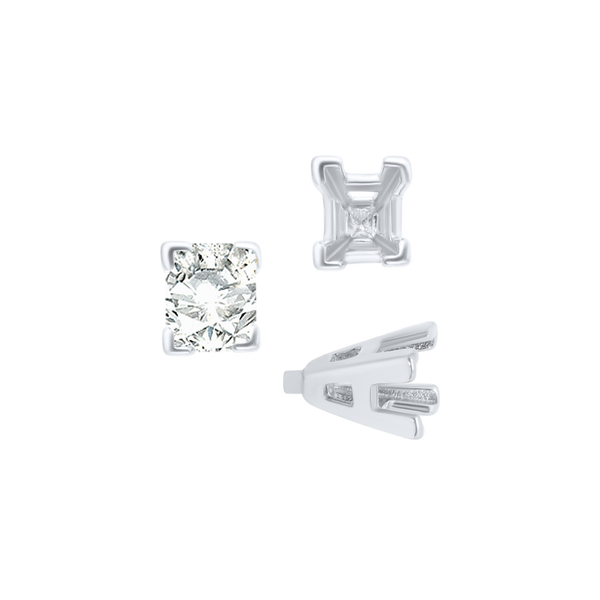 ITI NYC V-End Emerald Shape Solitaire Settings With Peg in Sterling Silver (4.50 x 3.50 mm - 8.50 x 7.00 mm)