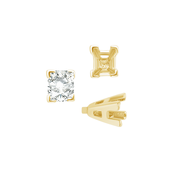 ITI NYC V-End Emerald Shape Solitaire Settings With Peg in 18K Gold (4.50 x 3.50 mm - 8.50 x 7.00 mm)