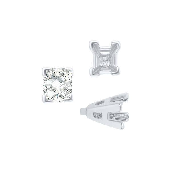 ITI NYC V-End Emerald Shape Solitaire Settings With Peg in Sterling Silver (4.50 x 3.50 mm - 8.50 x 7.00 mm)