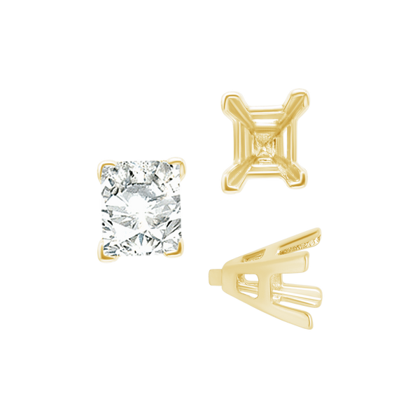 ITI NYC V-End Emerald Shape Solitaire Settings With Peg in 14K Gold (4.50 x 3.50 mm - 8.50 x 7.00 mm)